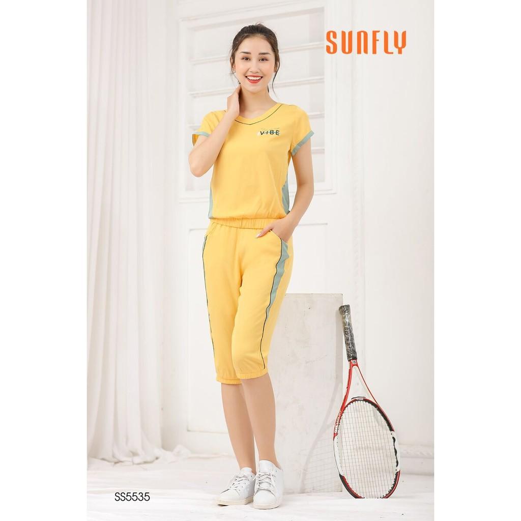 Bộ đồ thể thao đũi Sunfly, áo tay cộc quần lửng SS5535