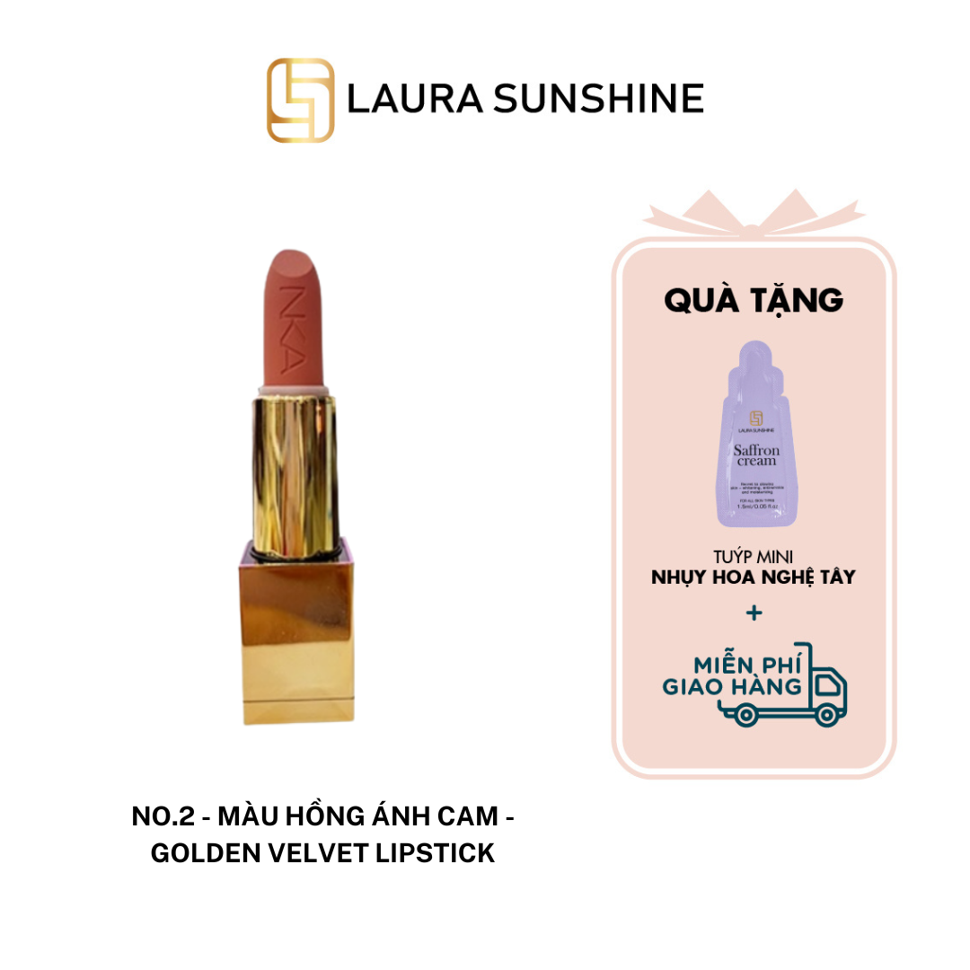 No.2 - Màu hồng ánh cam - Son lì siêu mịn cao cấp Hàn Quốc - Golden Velvet Lipstick - Laura Sunshine - Nhật Kim Anh