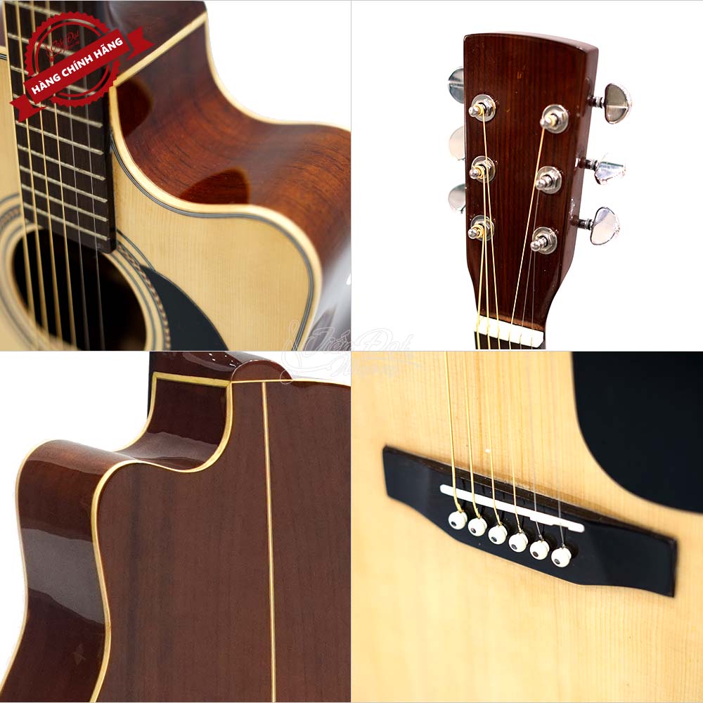 Đàn Guitar Acoustic Việt Nam GA-25HL Mặt Gỗ Thông Nguyên Tấm Cao Cấp