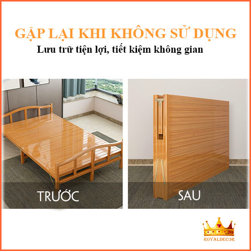 Giường Tre Gấp Gọn Thông Minh ROYALDECORHN - Giường Tre Tiện Lợi Tiết Kiệm Không Gian, Chất Liệu Thiên Nhiên An Toàn - Nội Thất Phòng Ngủ, Nhà Vườn