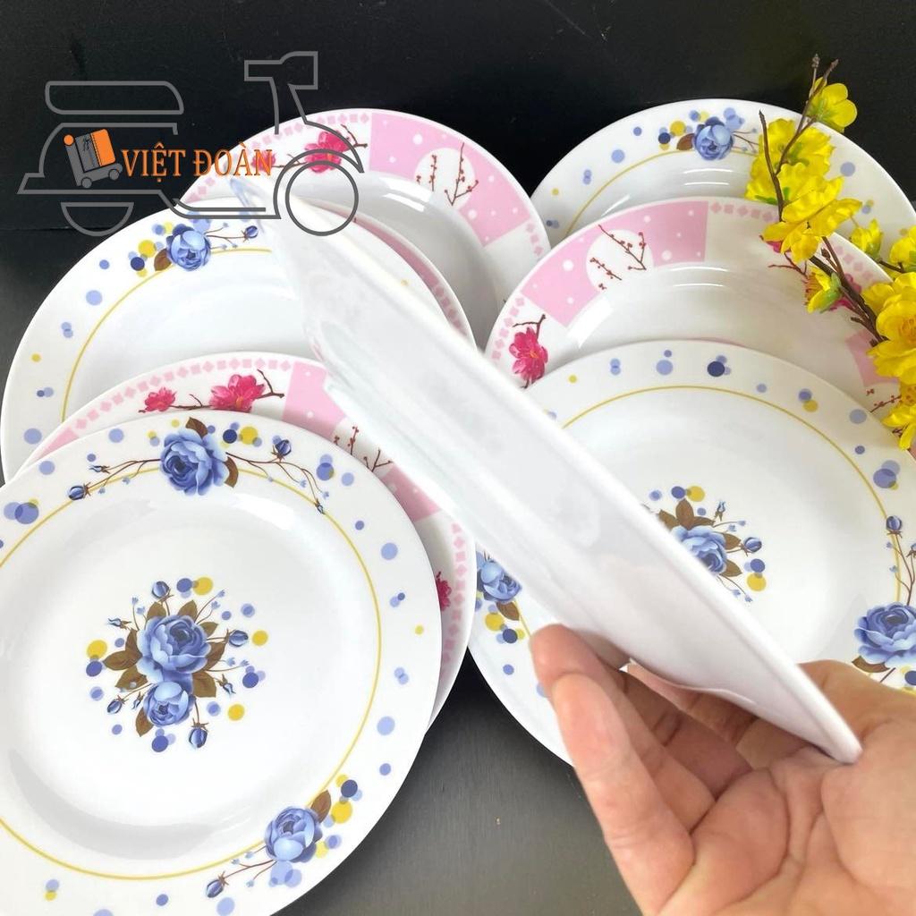Dĩa MECA CẠN - HÀNG VIỆT NAM CHẤT LƯỢNG CAO, hoa văn sang trọng NHIỀU SIZE , MÀU XANH, HỒNG