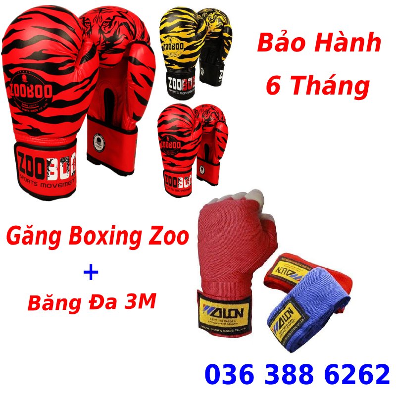 Găng tay đấm bốc boxing mma Zooboo hổ vằn cao cấp thế hệ 5.0 tặng băng đa boxing cuốn tay 3M, êm hơn, ưu việt hơn, bền bỉ hơn, ôm phom hơn - dành cho dân chuyên boxing mma võ tổng hợp