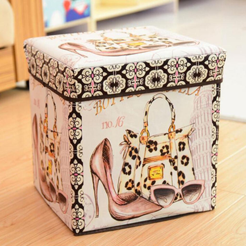 Foldable Storage Ottonmans Box Chest Seat Food Stool