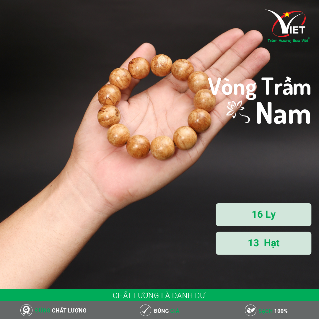 Vòng Trầm Nam - Trầm Thiên Nhiên - Kiểu Tròn 16 Ly