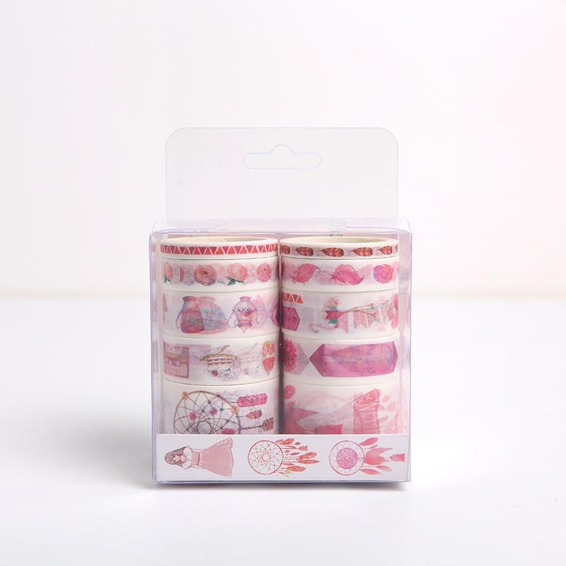 Bộ dăng dán Washi tape 10 cuộn cỡ khác nhau phong cách