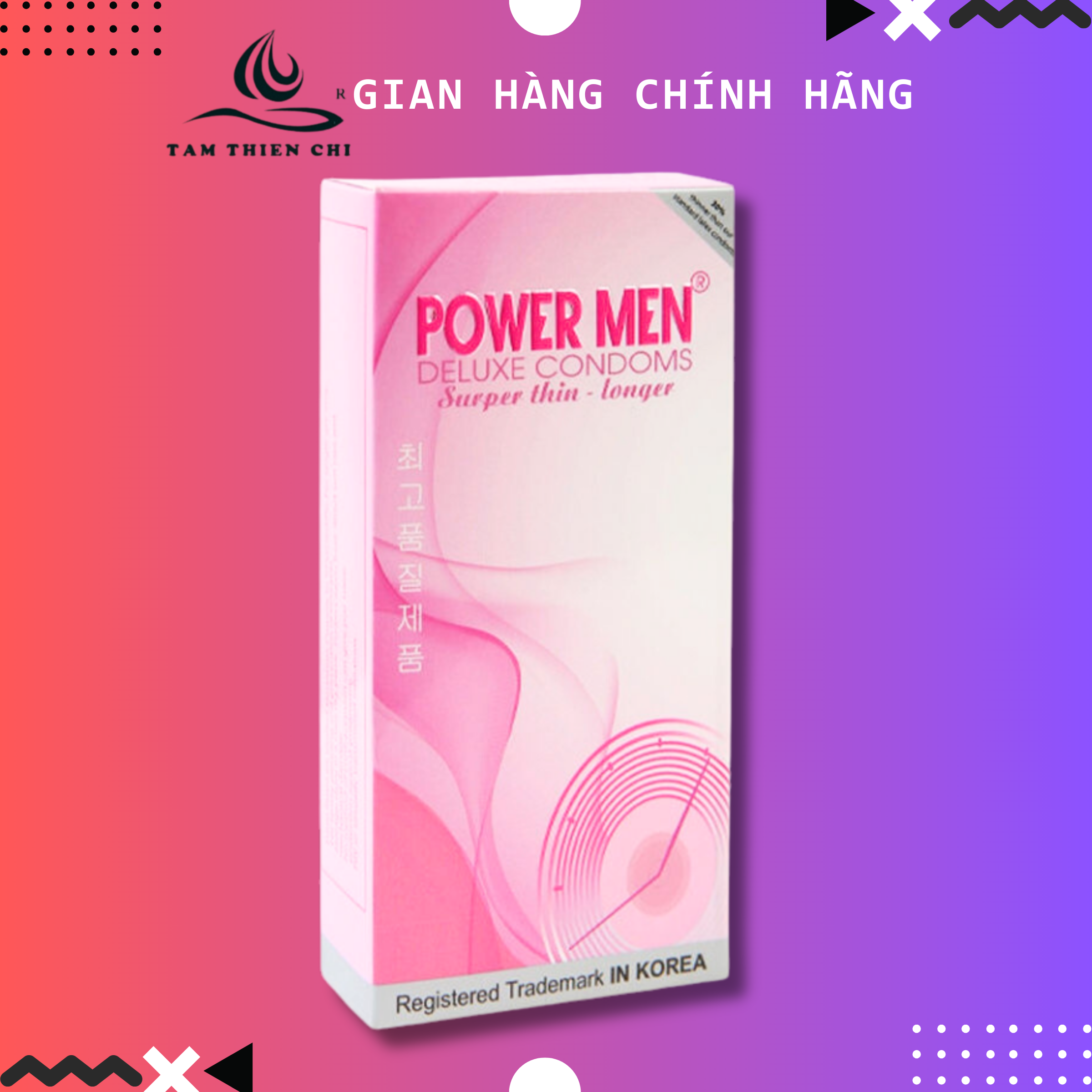 Hình ảnh Bao cao su siêu mỏng kéo dài hồng Powermen Superthin Longshock (hộp 12 cái)