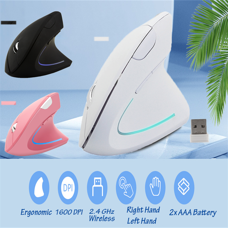 Chyi augonomic chuột dọc không dây rgb usb chơi game chuột phải tay trái chuột màu hồng cho máy tính xách tay máy tính xách tay máy tính bảng PC máy tính xách tay máy tính