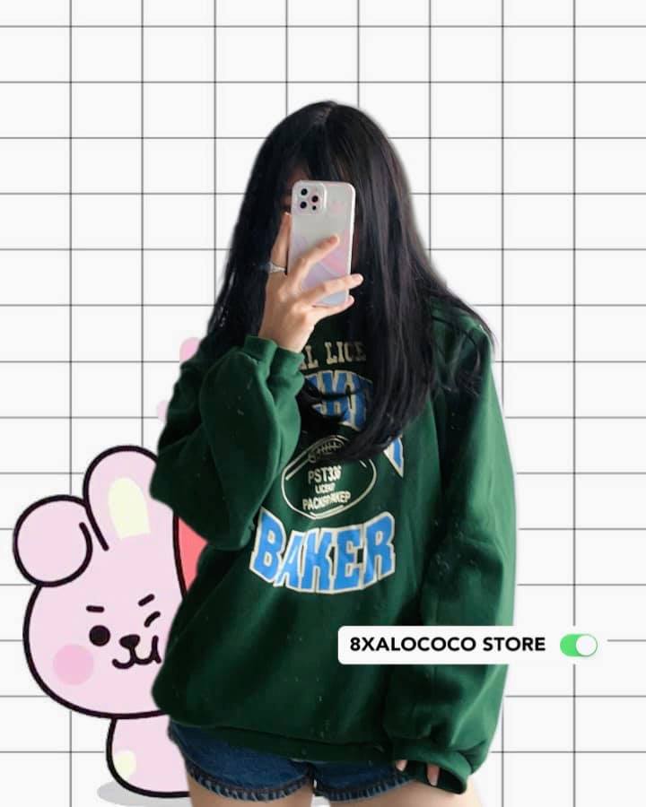 ÁO SWEATER FORM RỘNG MÀU XANH RÊU PACKER BAKER