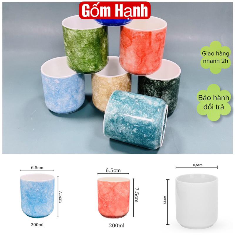 Cốc Ly Sứ Men Đá Vintage Cốc Trụ Không Quai Gốm Bát Tràng Cao Cấp dung tích 200ml