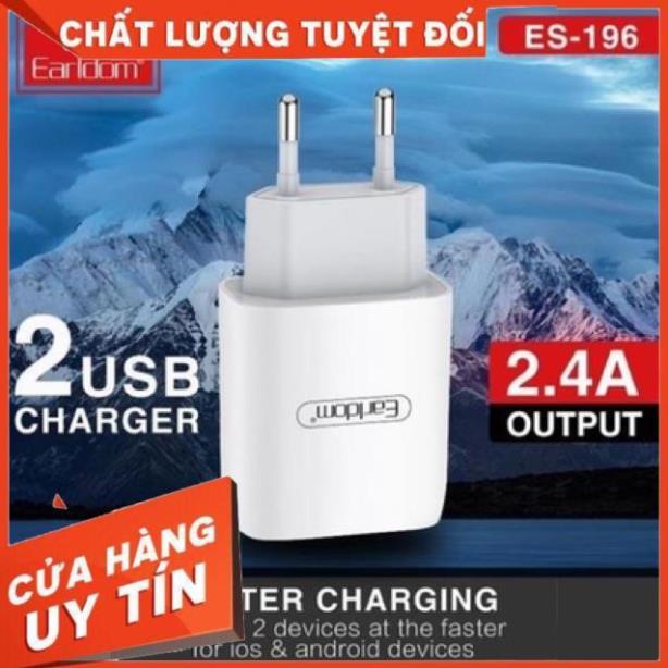 Sạc bộ Earldom Es-196( hỗ trợ 2 cổng USB) hàng chính hãng