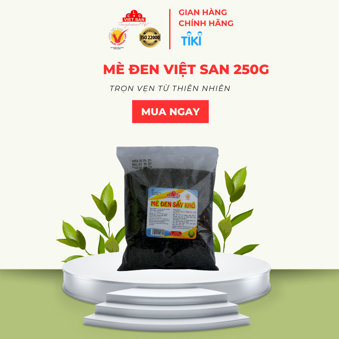 Hạt Mè Đen Nguyên Chất Thơm Ngon Việt San (Gói 250g)