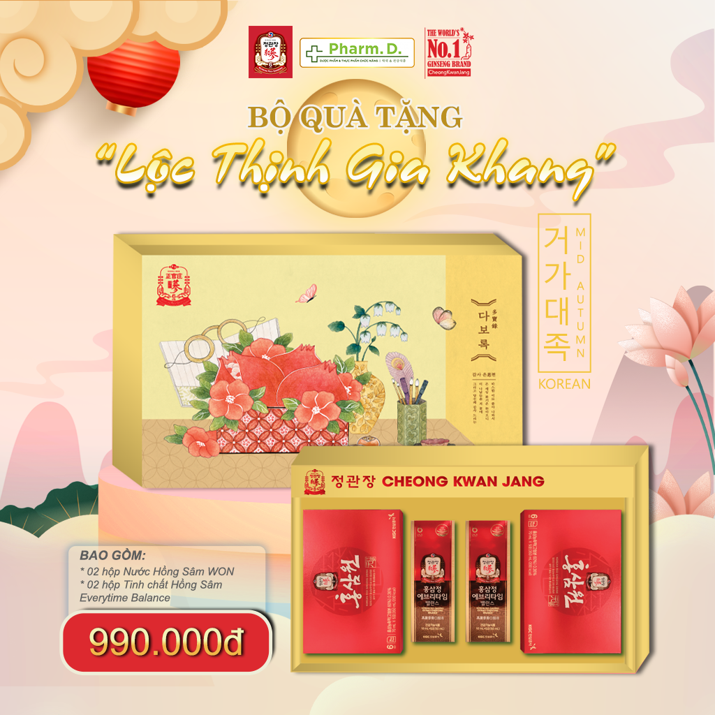 Bộ Quà Tặng Hồng Sâm Cao Cấp KGC-Cheong Kwan Jang "LỘC THỊNH GIA KHANG" Bồi Bổ Sức Khỏe Dùng Làm Quà Biếu Trung Thu, Quà Tặng Đối Tác từ Hàn Quốc