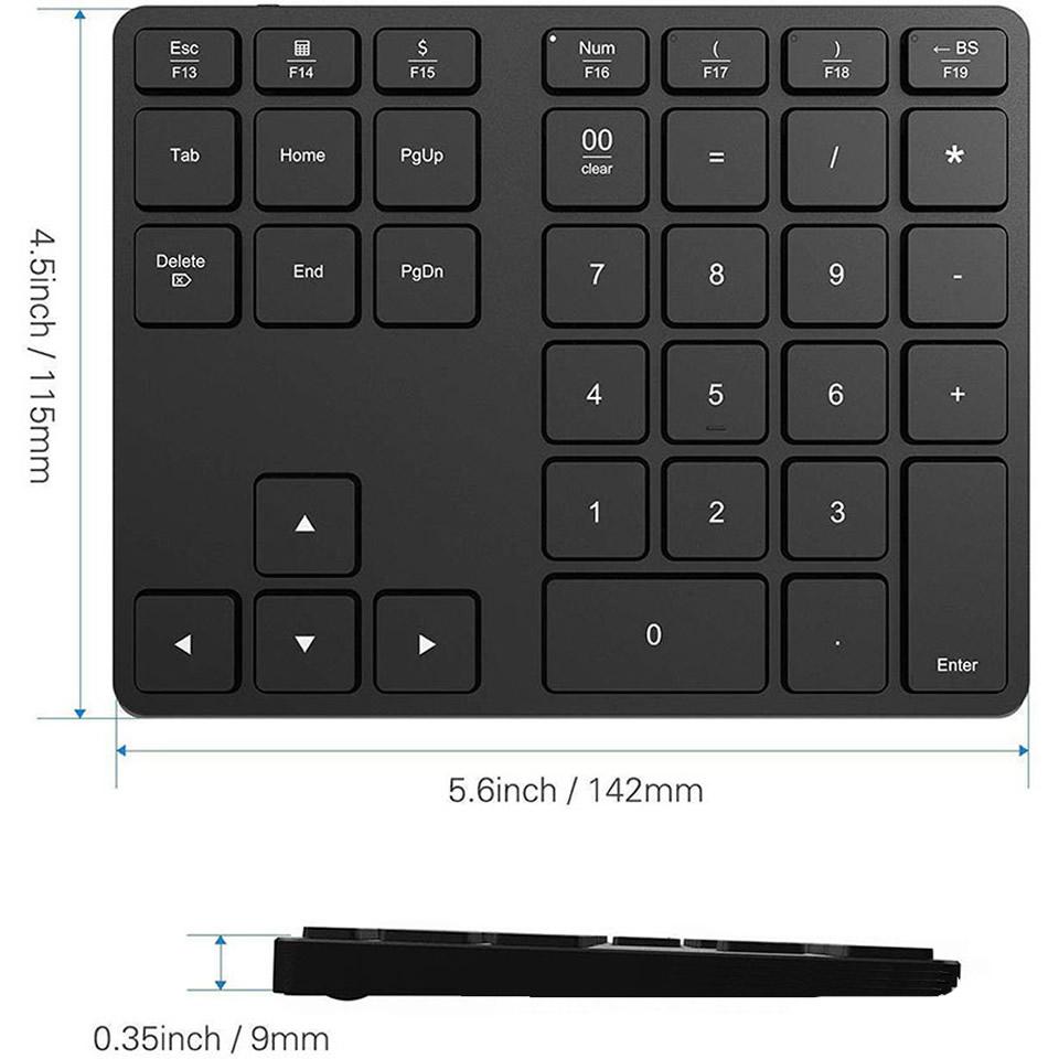 Bluetooth 5.0 Không Dây Bàn Phím Số 35 Phím Bàn Phím Số Dành Cho Kế Toán Rút Tiền Windows IOS Hệ Điều Hành Mac OS Android PC Máy Tính Bảng Laptop