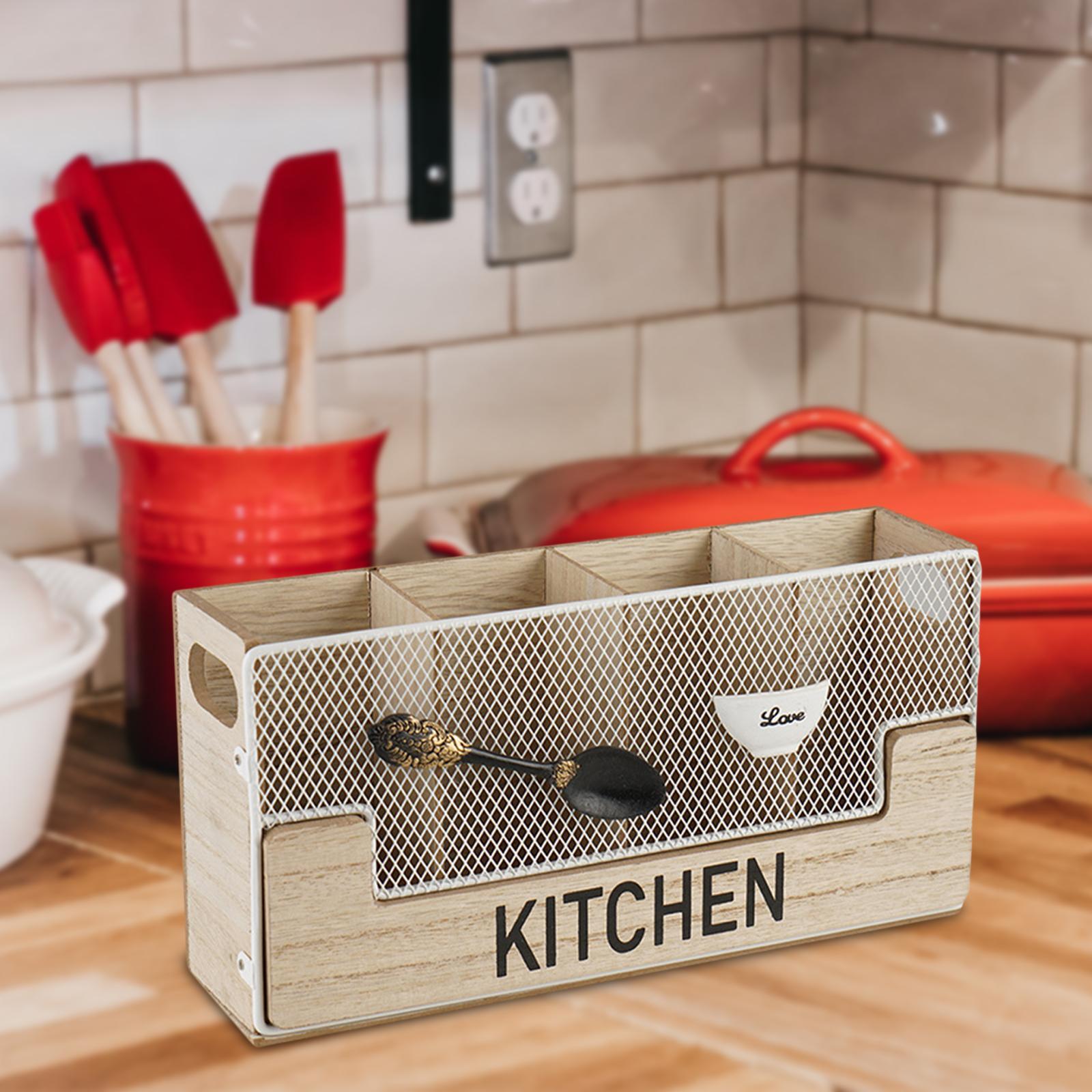 Wooden Cutlery Utensil Holder Rack Shelf for Kitchen Table Accessories Knife