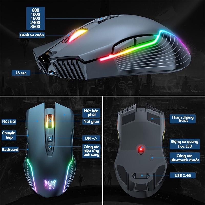 ONIKUMA CW905 Chuột chơi game không dây Bluetooth RGB kết nối không dây 2.4GHz Có thể chuyển đổi DPI 5 tốc độ [Hàng chính hãng