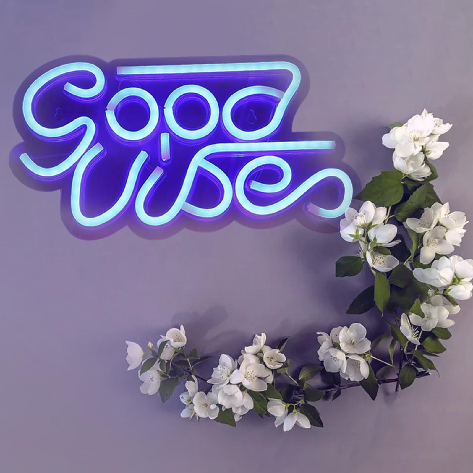 "vibes" Neon Signs wall decors USB Powered wall lights for Bedroom Indigo