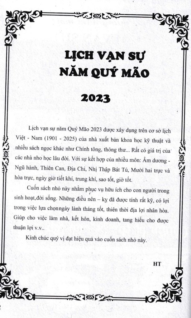 Lịch Bàn Vạn Sự Quý Mão 2023