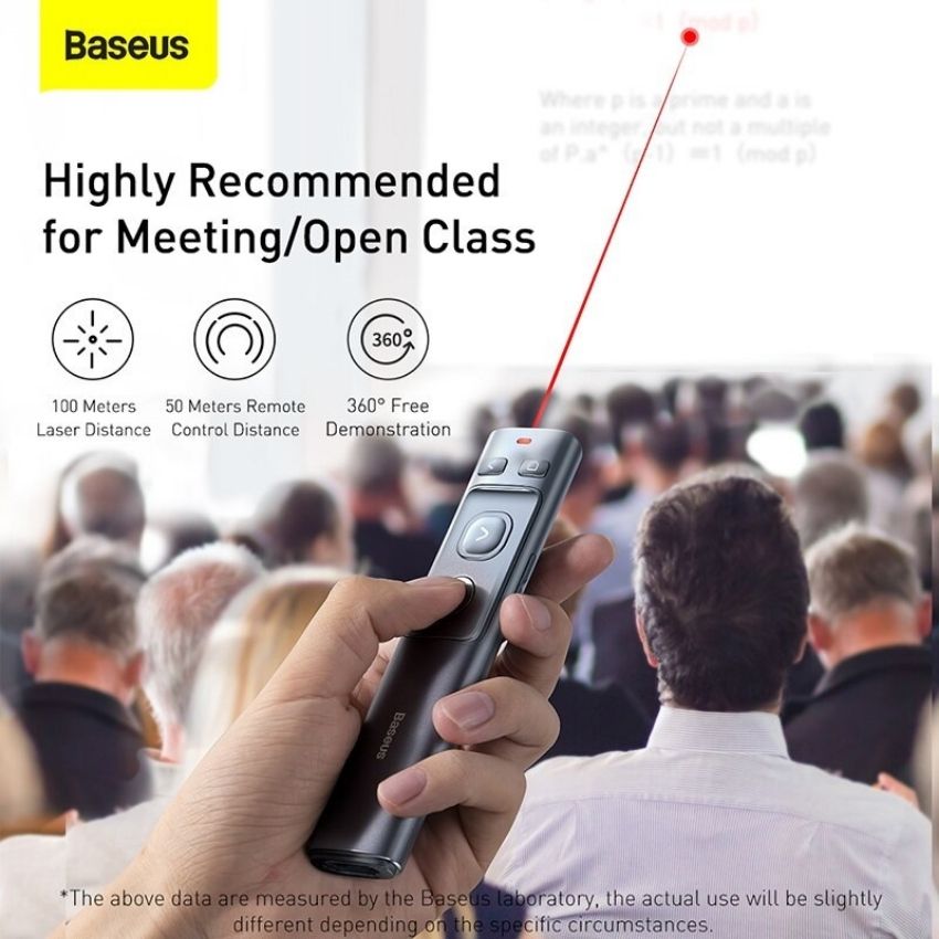 Bút Laser trình chiếu Baseus Orange Dot Wireless Presenter cho Laptop/ Macbook (100m. 2.4Ghz USB/Type C Receiver, Wireless Remote Control, Red Laser Pointer/ Presenter)- ACFYB- Hàng chính hãng