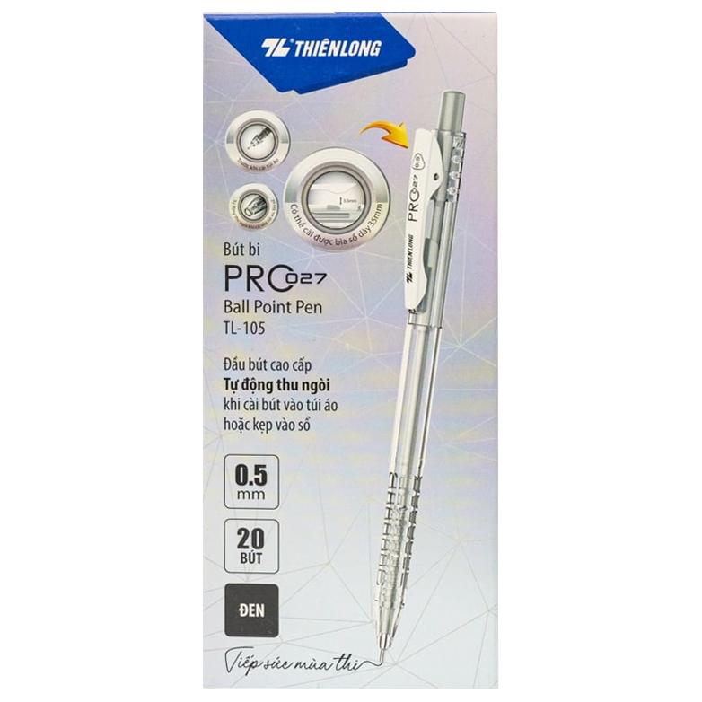 Hộp 20 Bút Bi Pro 027 0.5 mm - Thiên Long TL-105 - Mực Đen