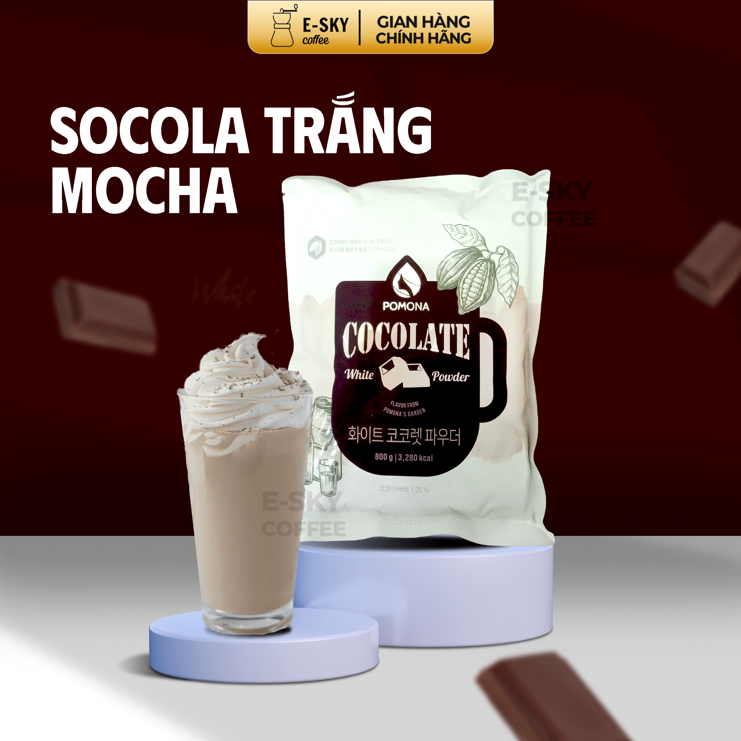 Bột Socola Trắng POMONA White Chocolate Powder Nguyên Liệu Pha Chế Cà Phê, Latte, Mocha, Trà Sữa, Sữa Lắc Hàn Quốc 800g