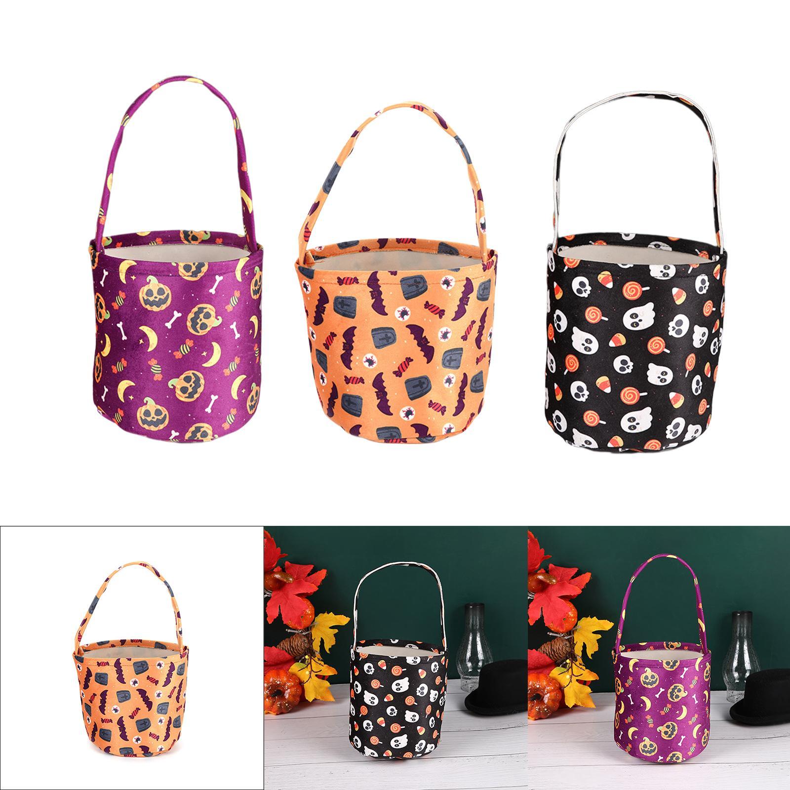 3x Halloween Party Candy Bag, Candy Bucket, Portable Candy Tote Bucket, Halloween Bags Decor