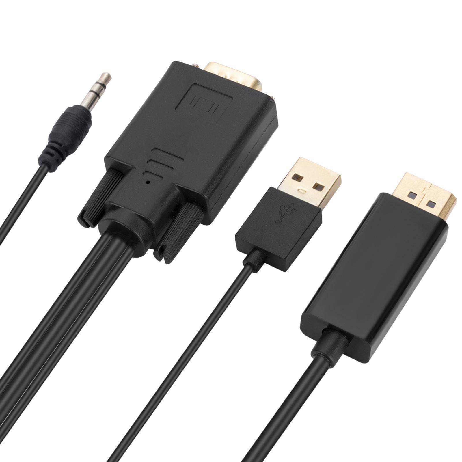 VGA to DP Cable, Male to Male Connection Adapter, Video 1080P 1.8M Converter for Monitor PC Laptop Computer