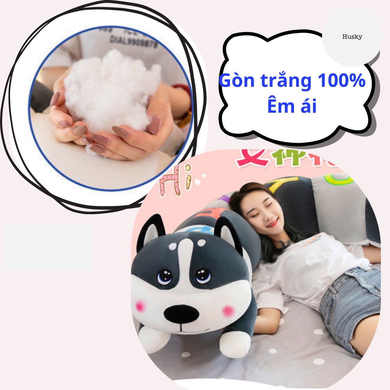 Thú nhồi bông chó husky cosplay con sâu - Size 1m3-1m7 - Gấu bông heo biểu cảm khủng lồ 1m5-1m.