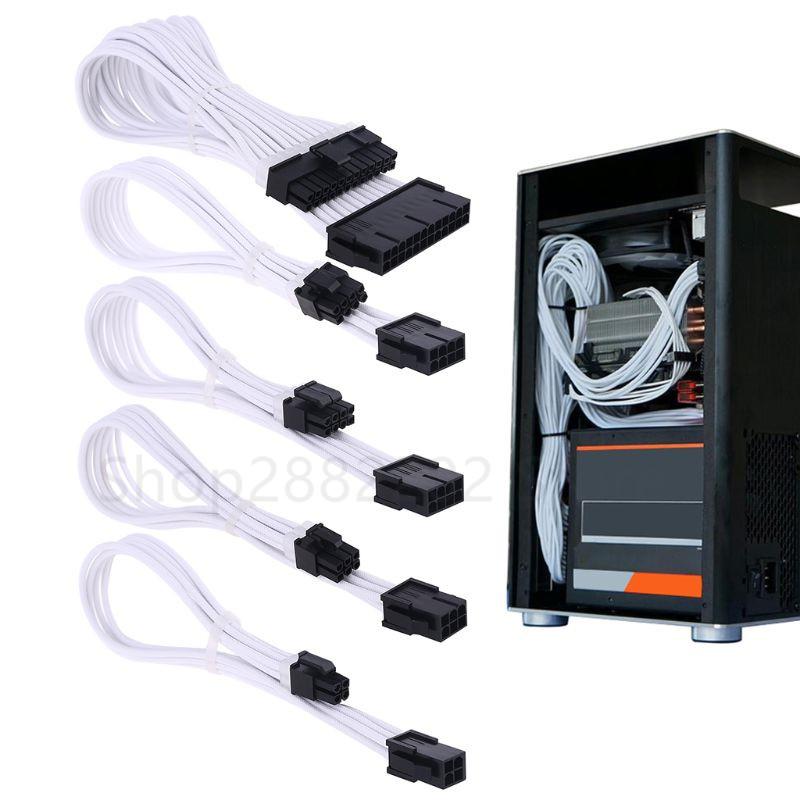 Cáp cấp nguồn mở rộng tay áo 24-pin A TX/EPS/8-pin PCI-E GPU/8pin CPU/6-pin PCIE/4Pin CPU Cable with Combs 18 AWG