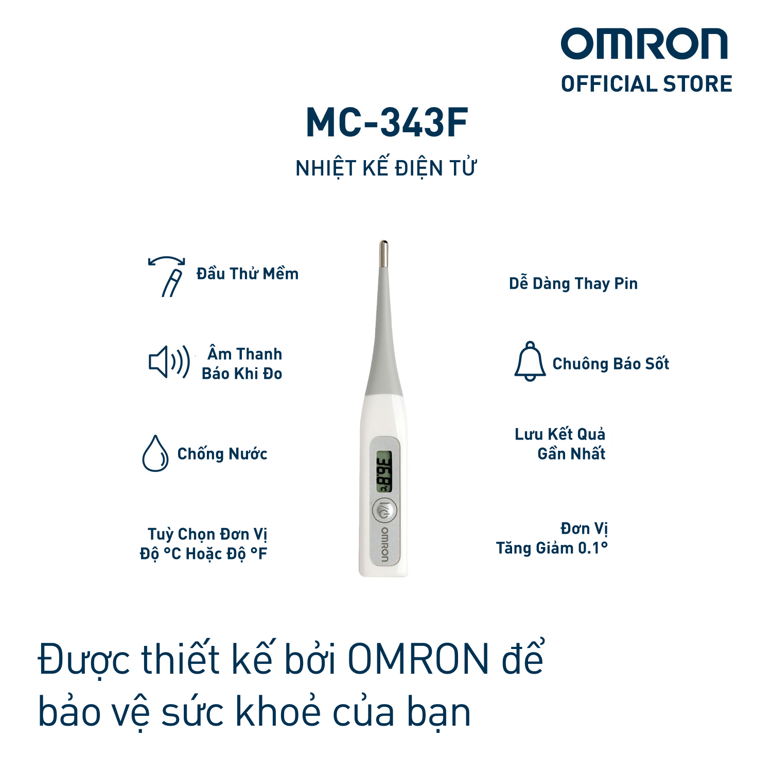 Bảo hành 2 Năm - Nhiệt kế điện tử Omron MC-343F