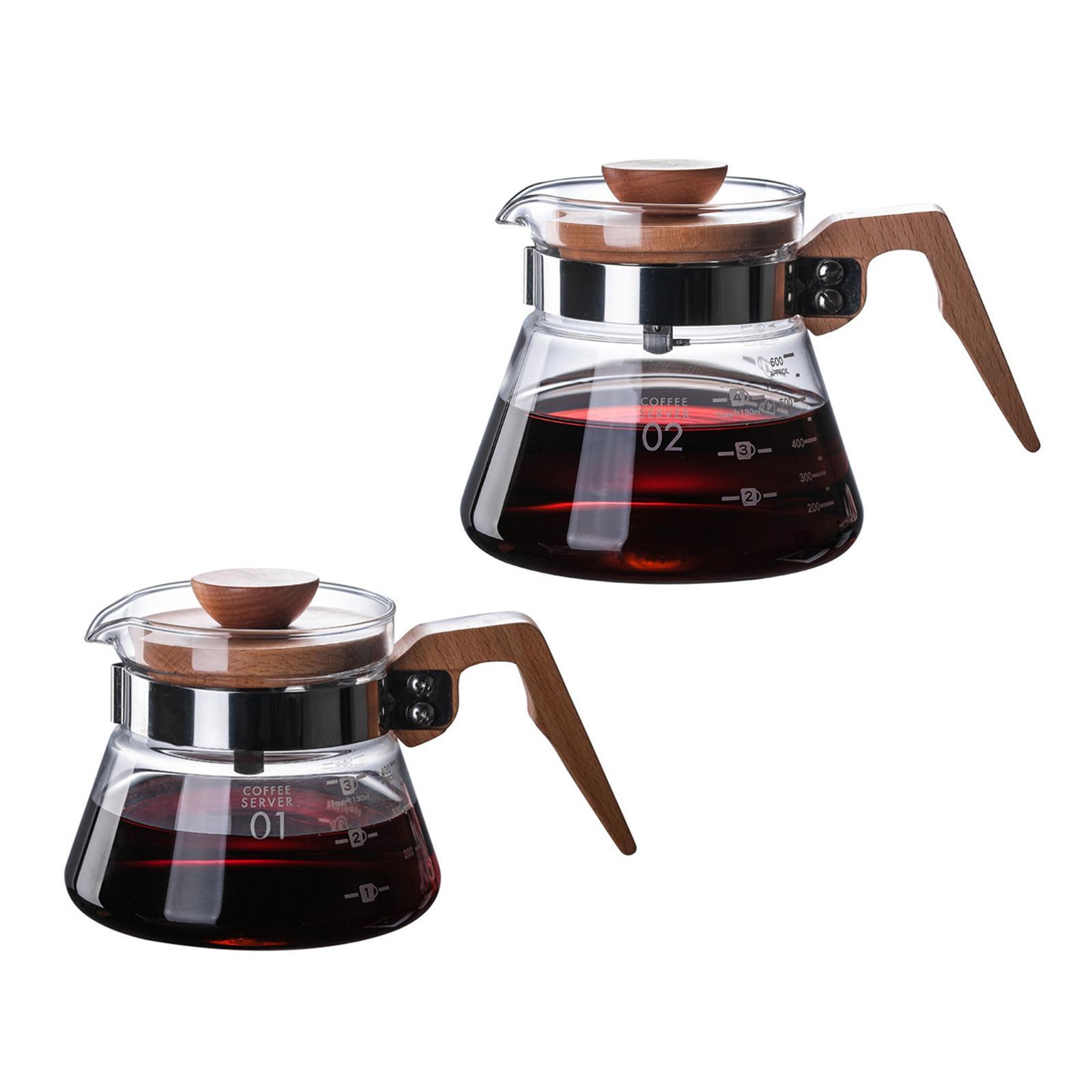 Anti-Scalding Coffee Pot V60 Carafe Wood Lid Accessories Coffee Maker for Kitchen Barista