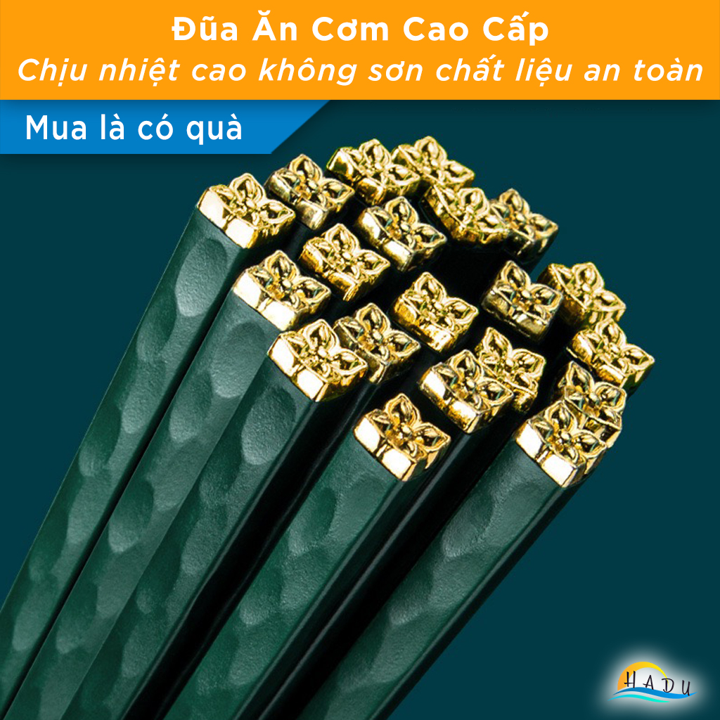 [5 Đôi] Đũa Ăn Cơm Cao Cấp Chống Mốc Kiểu Nhật Bản Hoa Lấp Lánh Đẹp Sợi Thủy Tinh Kháng Khuẩn Đạt Chất Lượng Đức HADU