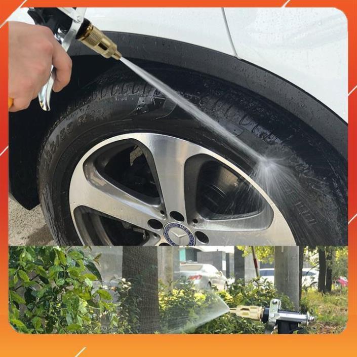 Bộ dây vòi xịt bơm nước tưới rửa , tăng áp 3 lần, loại 7m, 10m 206236 đầu đồng,đai+ mở chai