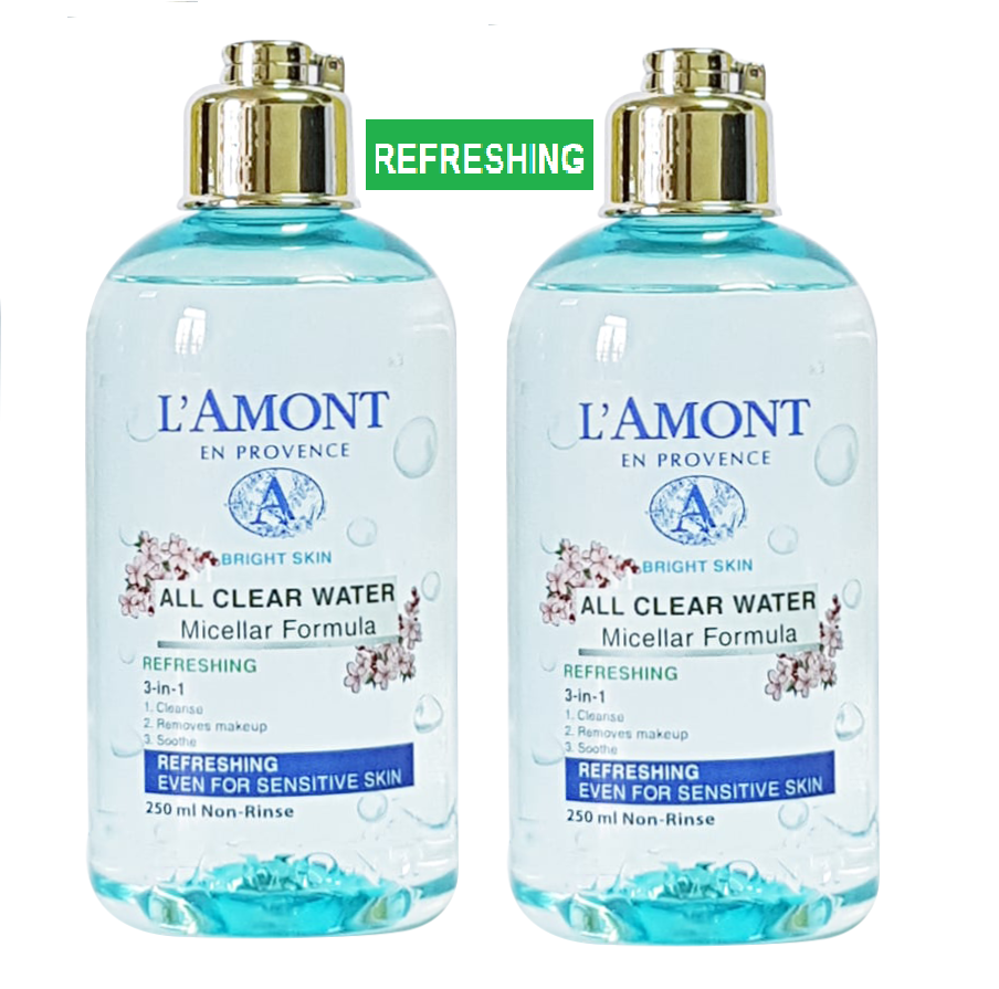 Combo 2 Nước Tẩy Trang Tươi Mát Sáng Da All Clean Water Micellar Fomula Refreshing Lamont En Provence