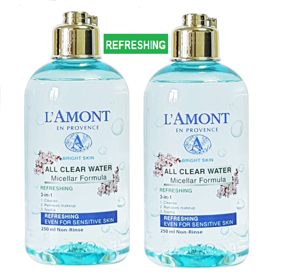 Combo 2 Nước Tẩy Trang Tươi Mát Sáng Da All Clean Water Micellar Fomula Refreshing Lamont En Provence (250ml x 2 Chai)