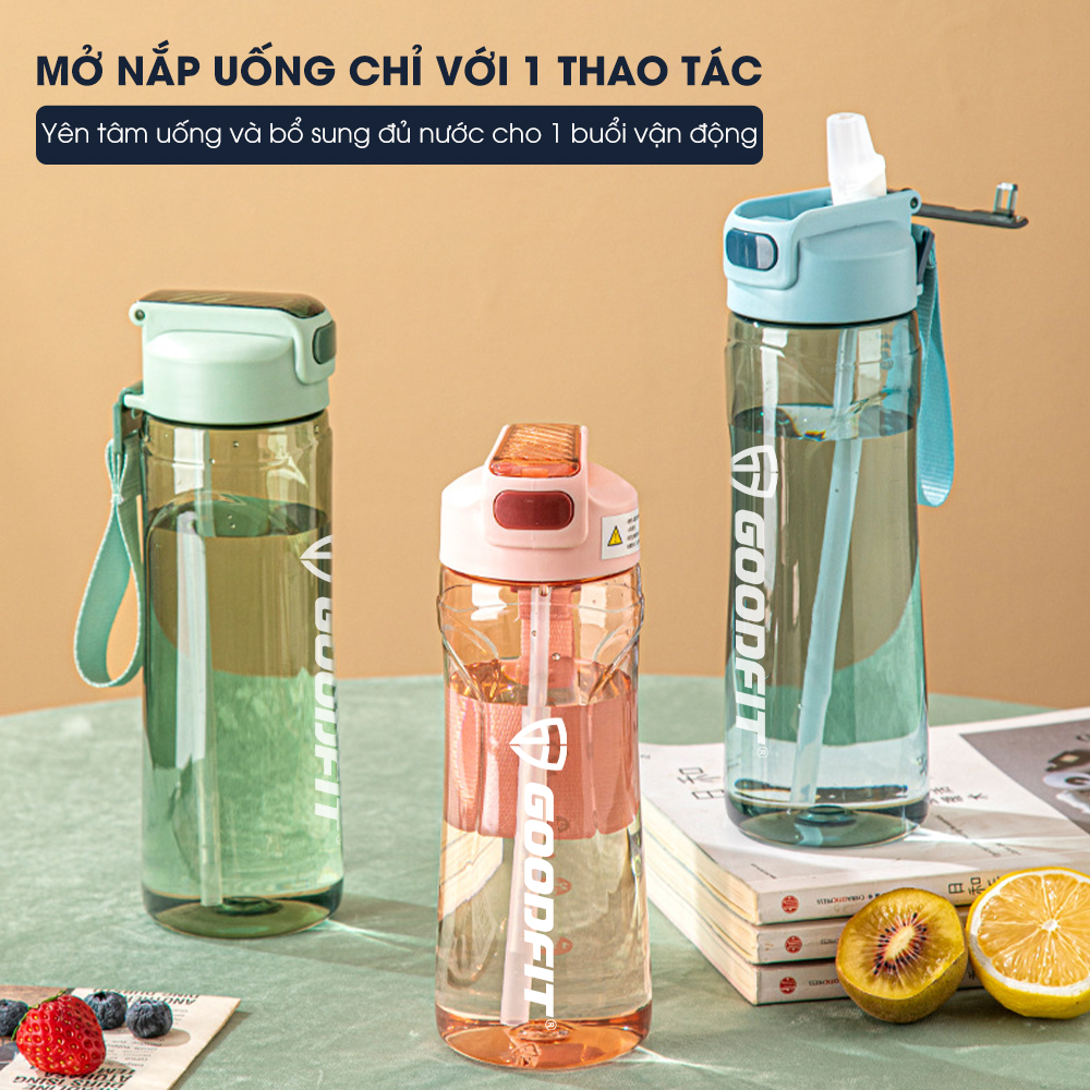 Bình nước thể thao GoodFit GF05RA dung tích 800ml, chất liệu nhựa PC an toàn, đã kiểm tra chất lượng