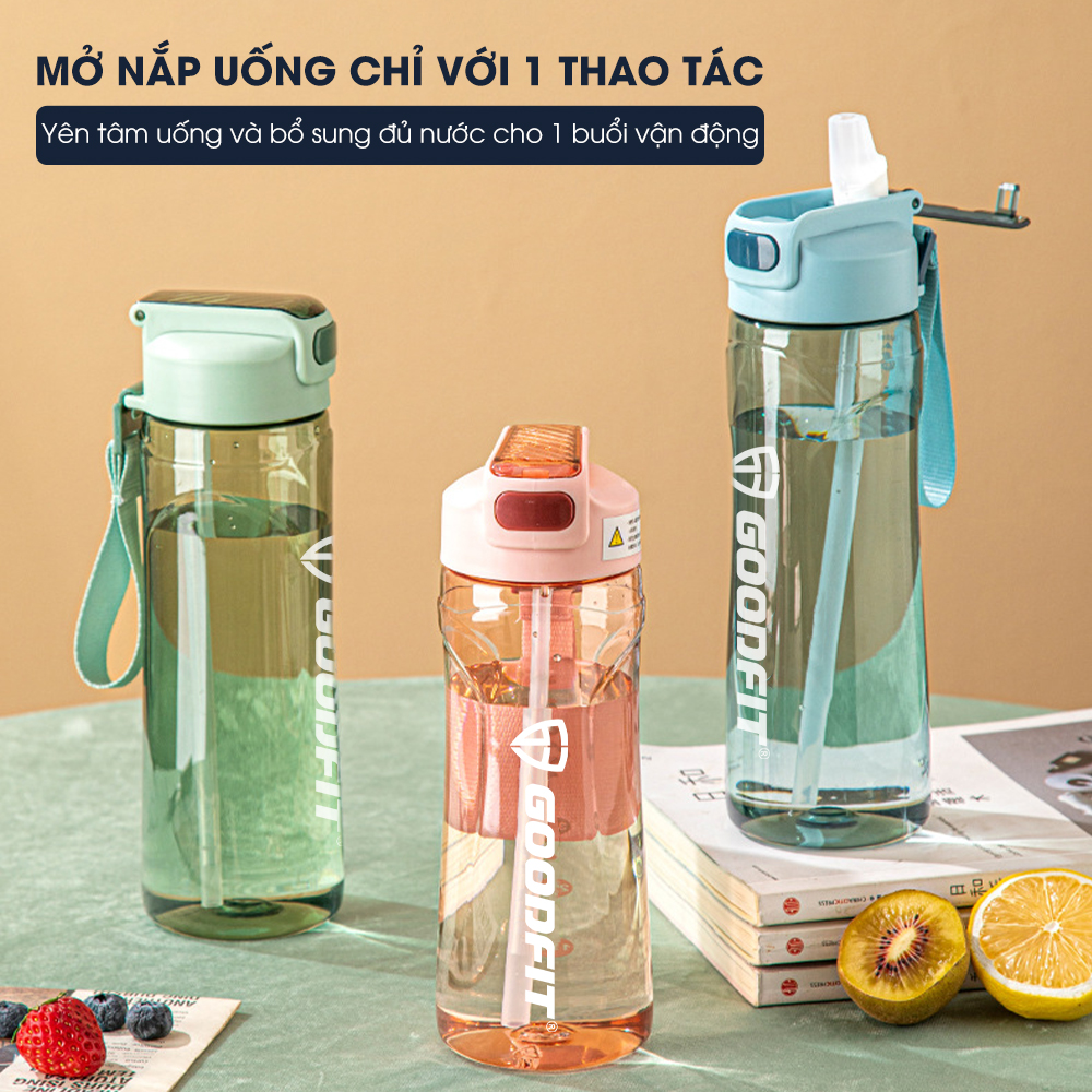 Bình nước thể thao GoodFit GF05RA dung tích 800ml, chất liệu nhựa PC an toàn, đã kiểm tra chất lượng