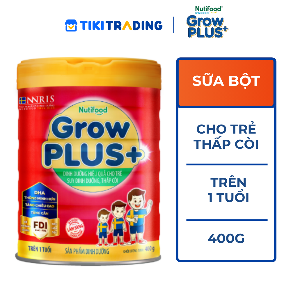 Sữa Bột Nutifood GrowPLUS+ Suy Dinh Dưỡng trên 1 tuổi lon 400g