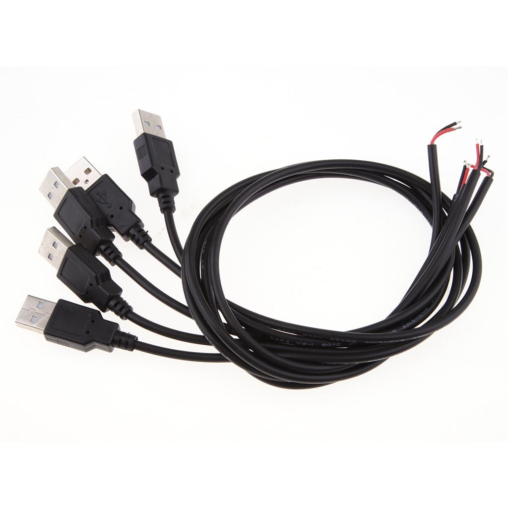 5Pcs DIY USB 2.0 A Male Plug 2 Pin 2 Wire Power Charge Cable Connector