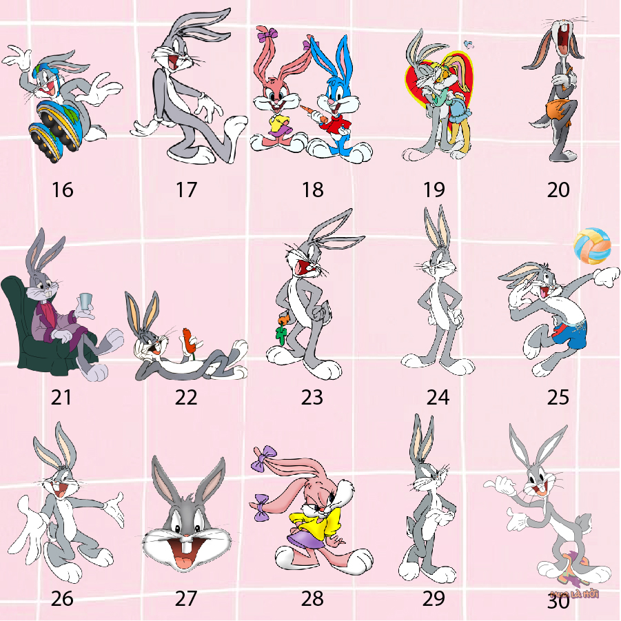 Miếng dán Stickers chủ đề Thỏ Bugs