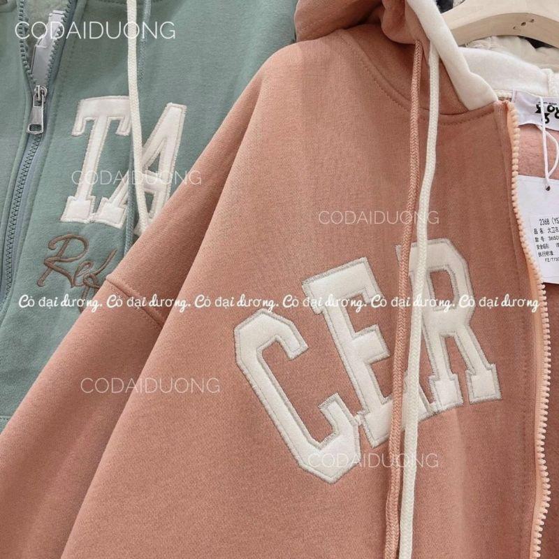 Áo khoác hoodie form rộng chất nỉ ngoại CERTAIN kéo khoá có mũ dày to unisex nhiều màu,chữ nỗi thời trang hàn