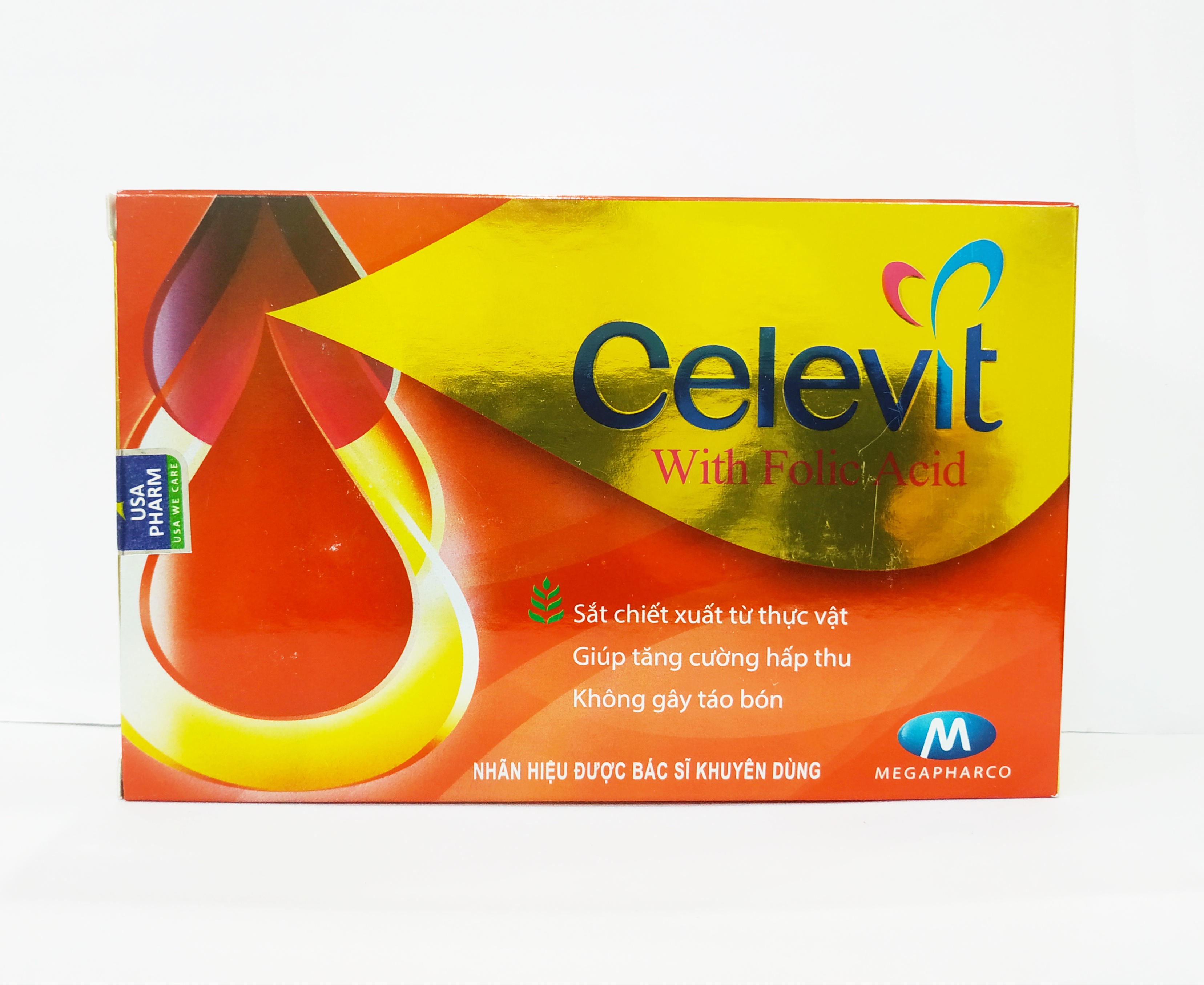 Viên Uống Bổ Máu Celevit With Folic Acid - Bổ Sung Sắt Acid Folic Cho Người Thiếu Máu - Không Gây Táo Bón - Hộp 30 Viên