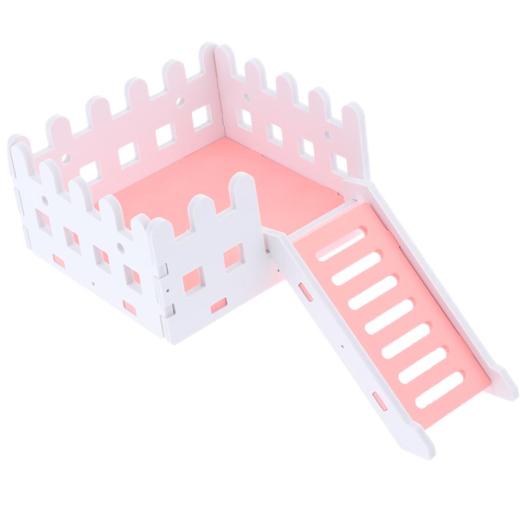 Wooden Hamster House Hideout Hideaway Exercise Toys for Rat Mouse pink