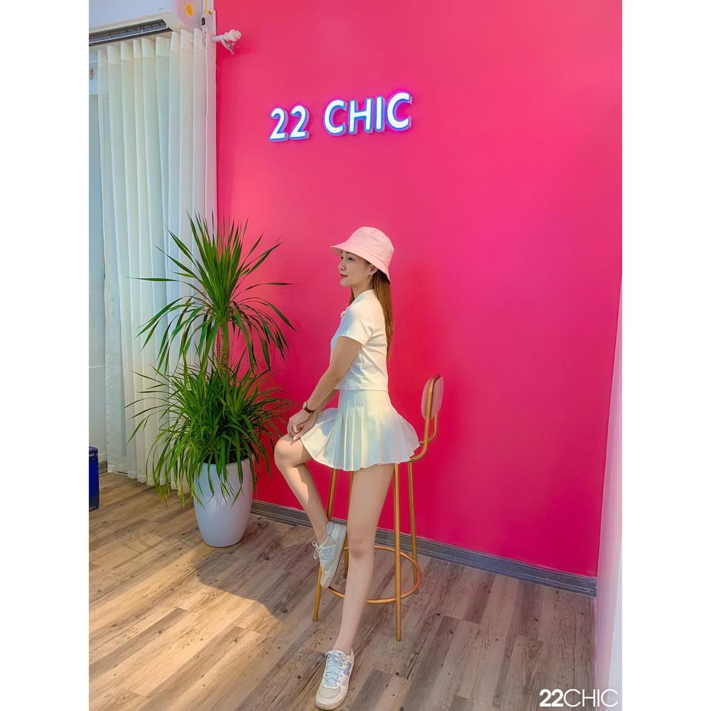 Áo thun croptop cài cúc chất vải cotton dày dặn - 22CHIC