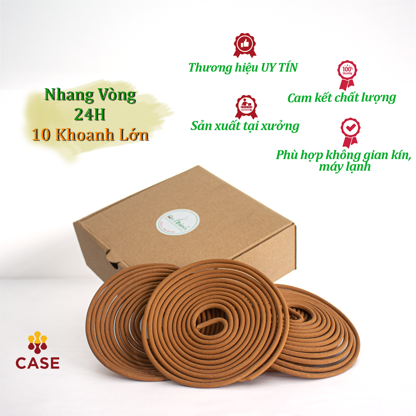 Nhang Vòng Trầm Hương An Nhiên 24H, Hương Nhang Thờ Cúng Cao Cấp Thơm Dịu Nhẹ, Ít Khói, Không Cay Mắt, V24- Hộp 10 Vòng