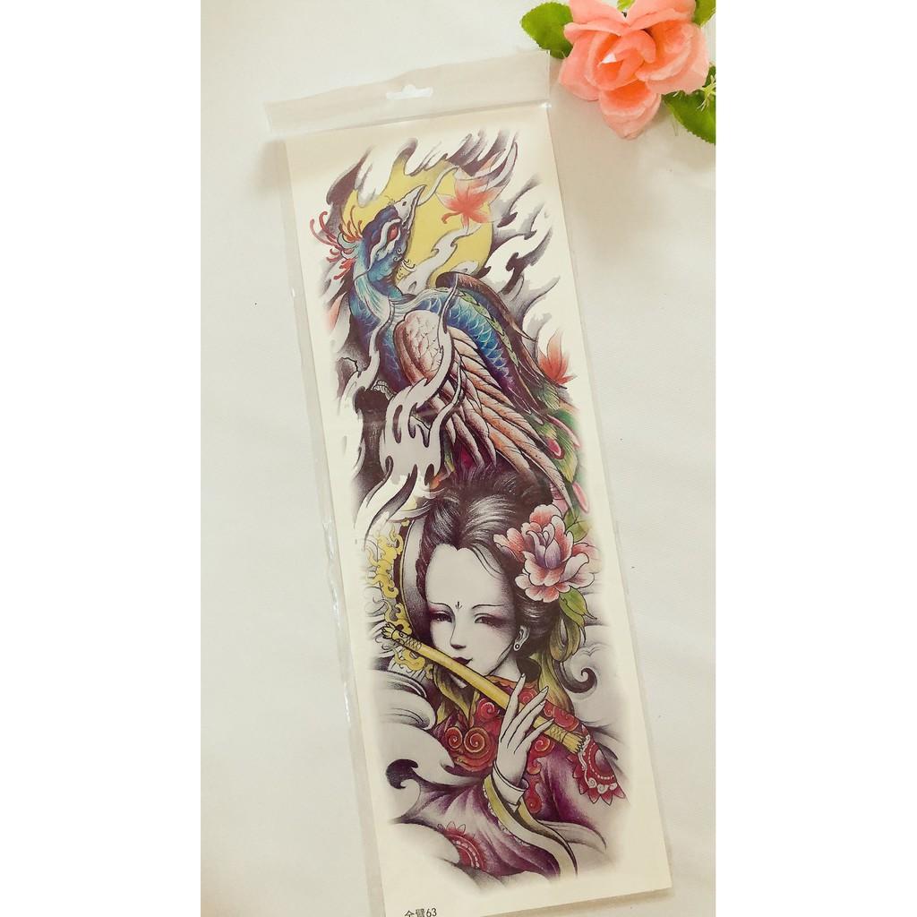 Hình xăm dán kín tay màu đẹp 17x48cm