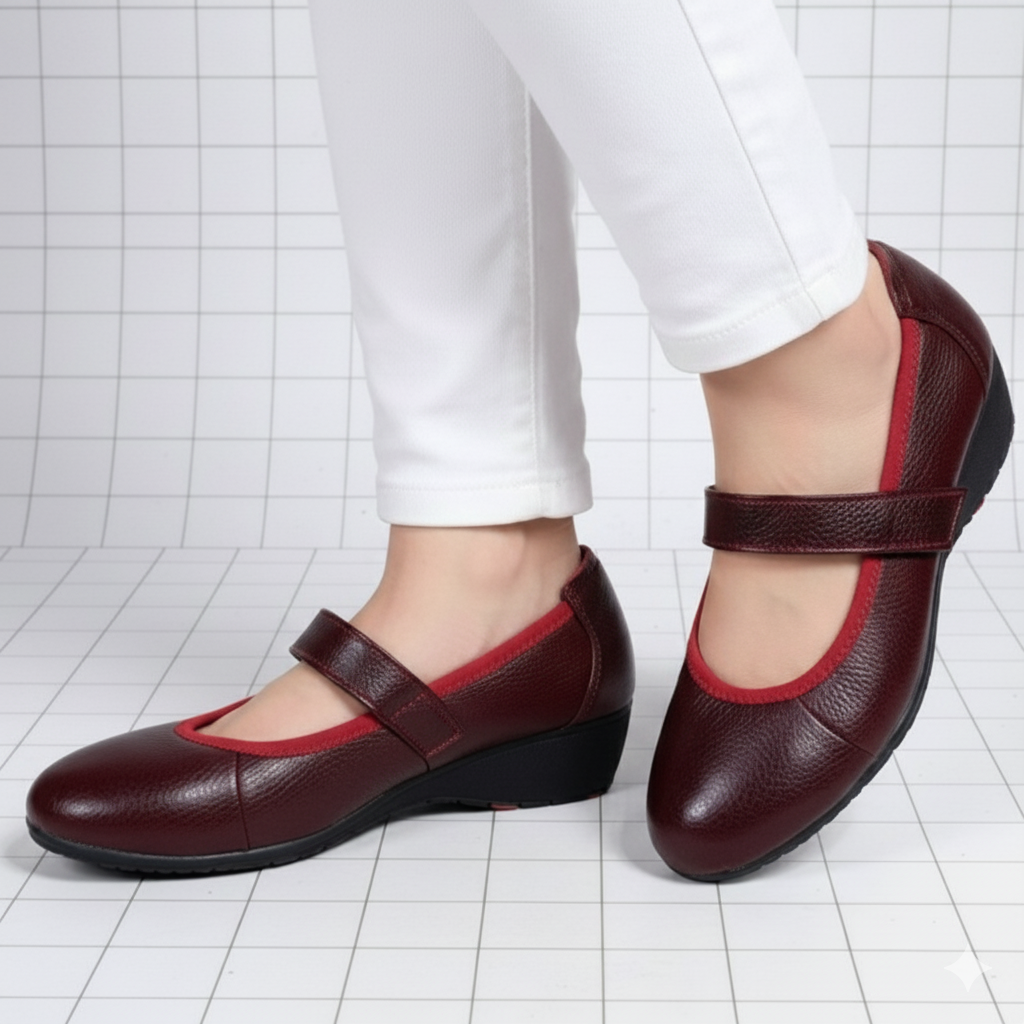 Giày Nữ Búp Bê Đế Xuồng HA NAM Da Bò Thật Thời Trang Cao Cấp 5cm GBBN2059