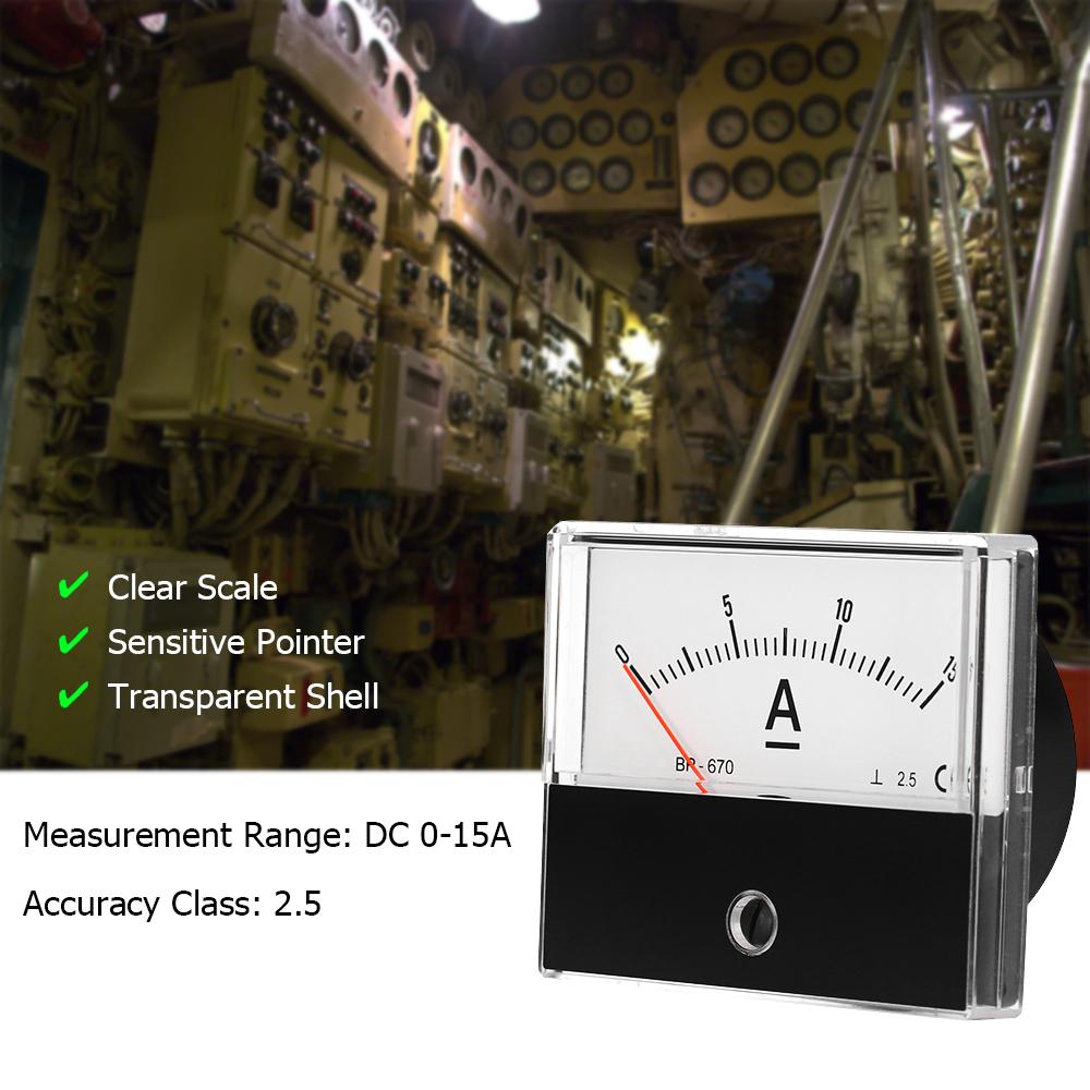 Analog Current Panel Meter Ammeter Gauge Class 2.5 Accuracy DC 0-15A Analog Ammeter Ampere Measurement Tester Gauge