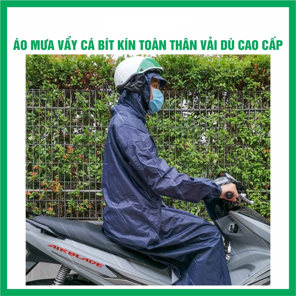 Áo mưa bít 1 người vải dù, vân vẩy cá