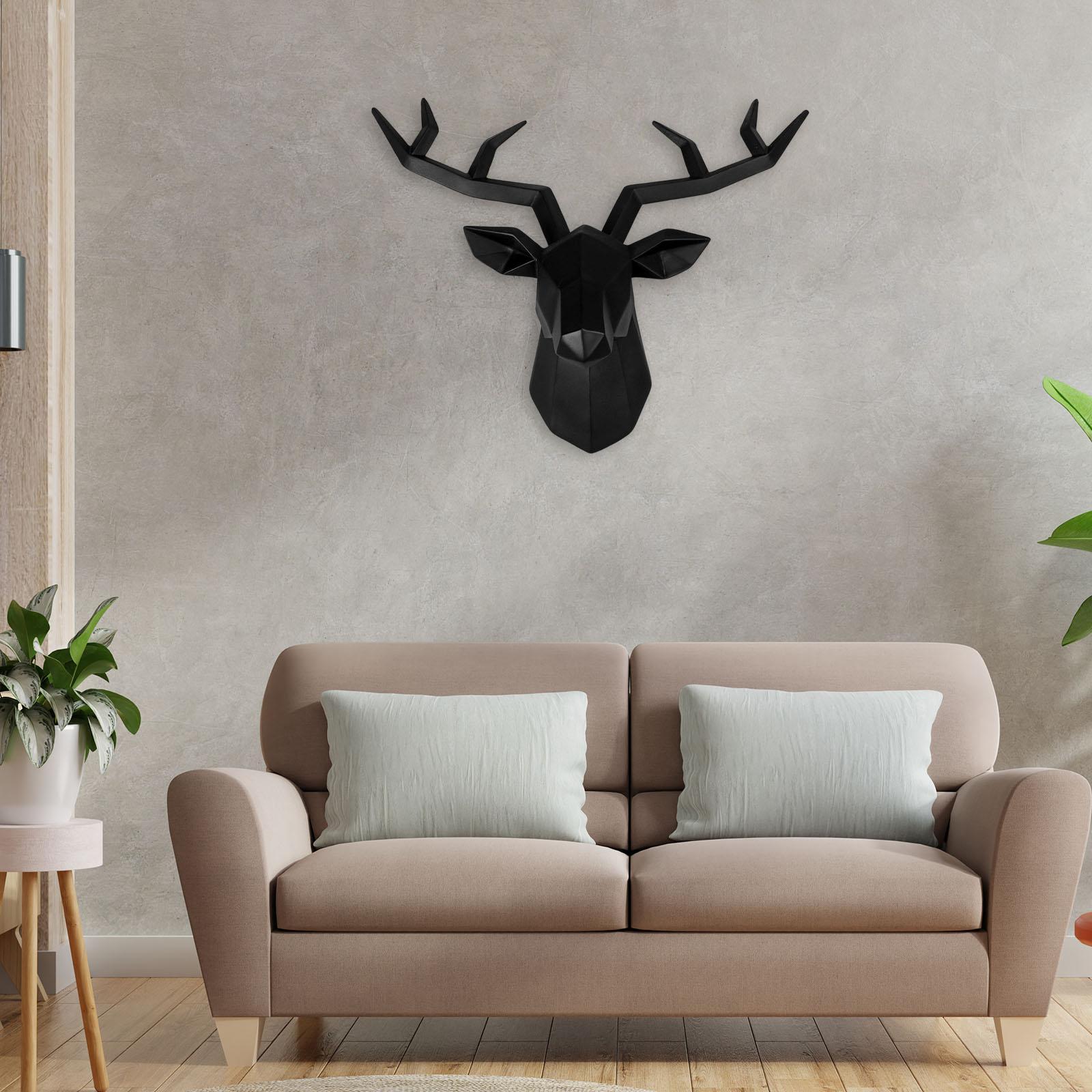 Resin Deer Head Sculpture Wall Mount Animal Statue Figurines Decoration White