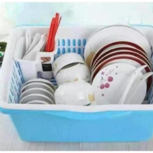 Giá Úp Bát Đĩa Có Nắp Đậy Và Ống Cắm Đũa Tiện Dụng Nhựa Việt Nhật